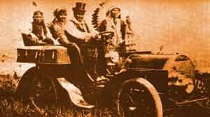 Geronimo rides a Cadillac at the World Fair