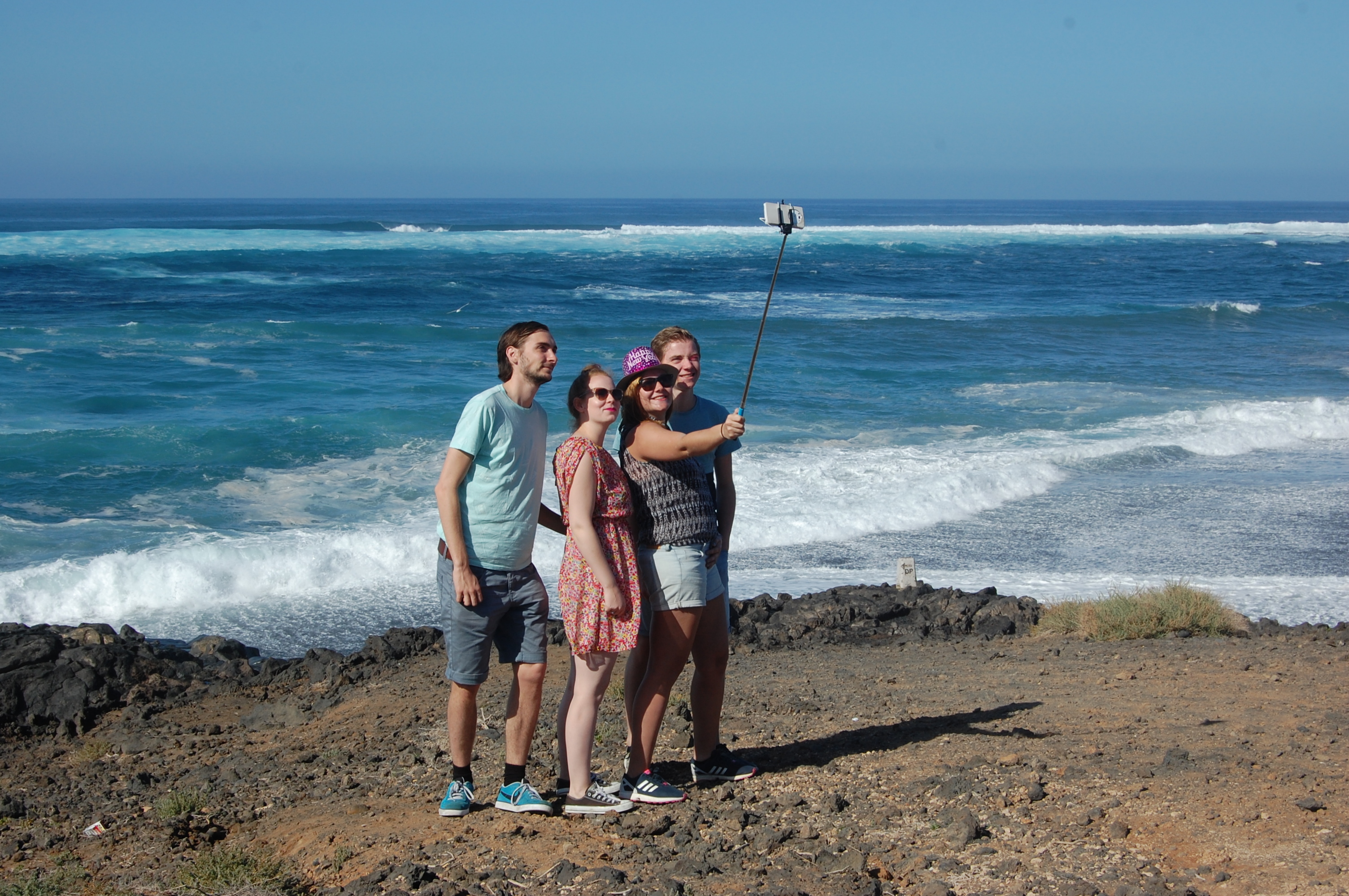 Rik, Anna, Ida, Kris op Lanzarote, eind december 2015
