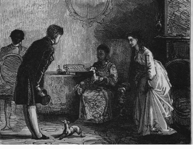 vrouw met hond op schoot