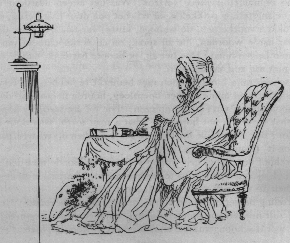 Grootmoeder aan het breien in de leunstoel