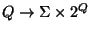 $Q \rightarrow \Sigma\times 2^Q$