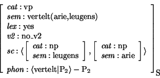 \begin{displaymath}\avm[\mbox{\rm S}]{
\mbox{\it cat}: \mbox{\rm vp} \\ \mbox{\i...
...m vertelt} \vert \mbox{\rm P}_{2} \rangle - \mbox{\rm P}_{2} }
\end{displaymath}