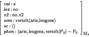 \begin{displaymath}
\avm[{\mbox{\rm M}}_{2}]{
\mbox{\it cat}: \mbox{\rm s} \\
...
...m vertelt} \vert \mbox{\rm P}_{3} \rangle - \mbox{\rm P}_{3}
}
\end{displaymath}