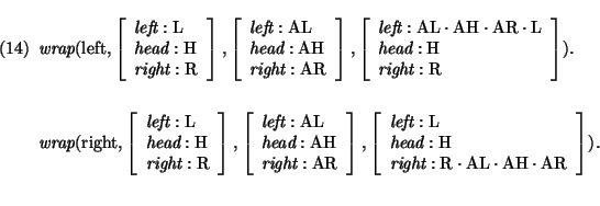 \pr\pred\head{
\mbox{\it wrap}(\mbox{\rm left},\avm{ \mbox{\it left}: \mbox{\rm ...
...R} \cdot \mbox{\rm AL} \cdot \mbox{\rm AH} \cdot \mbox{\rm AR} }).
}
\epred\epr