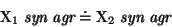 \begin{displaymath}
\mbox{\rm X}_{1}~\mbox{\it syn}~\mbox{\it agr} \doteq \mbox{\rm X}_{2}~\mbox{\it syn}~\mbox{\it agr}
\end{displaymath}