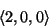 \begin{displaymath}
\langle 2,0,0 \rangle
\end{displaymath}